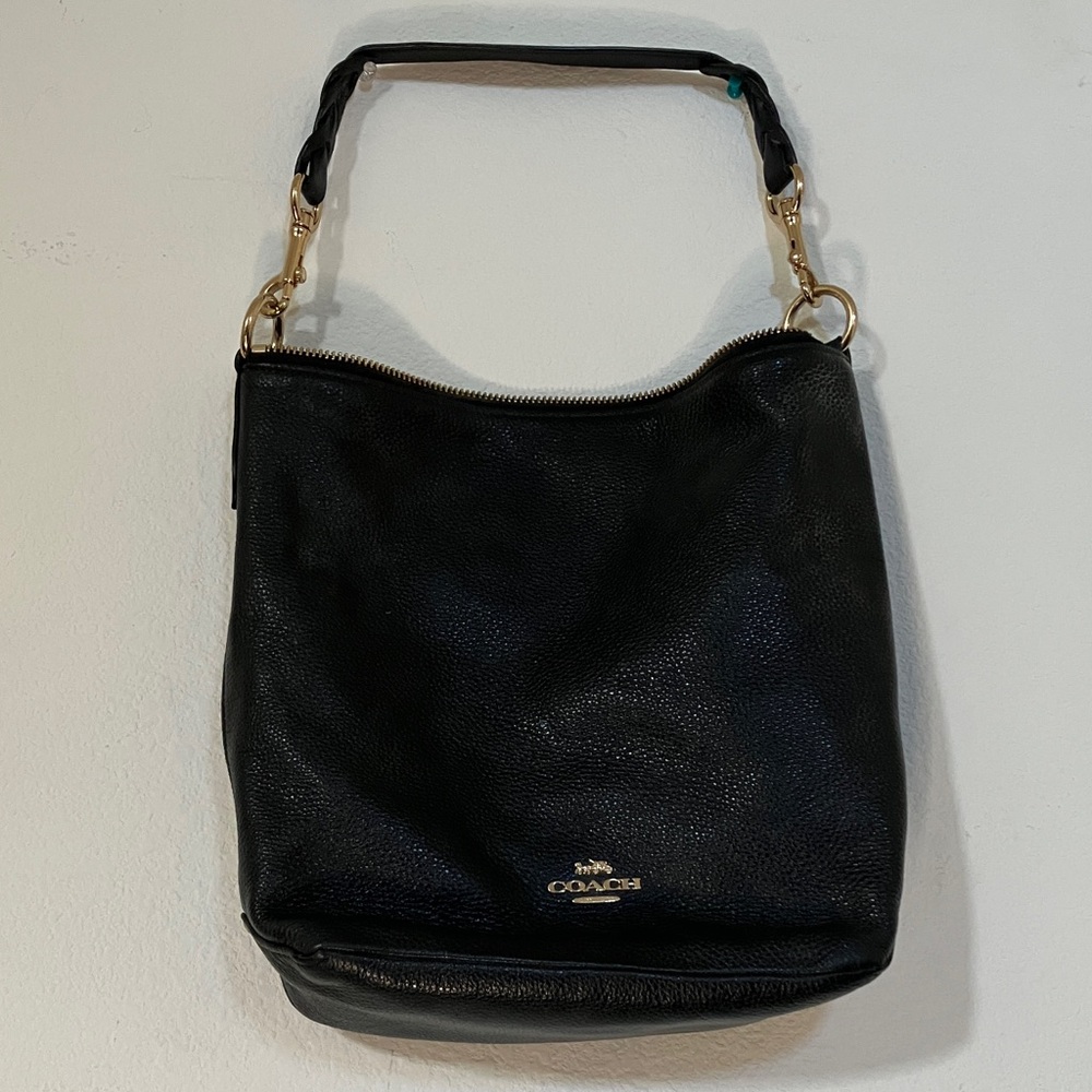 Coach Black Pebbled Leather Hobo Bag
